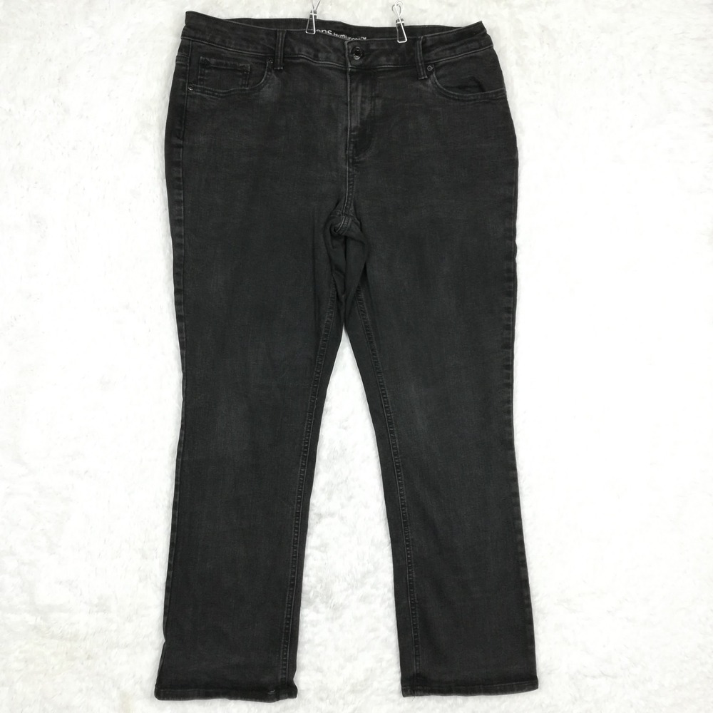 M Jeans Womens Slim Boot Cut Mid‎ Rise Black Wash Denim Stretch Plus 16W